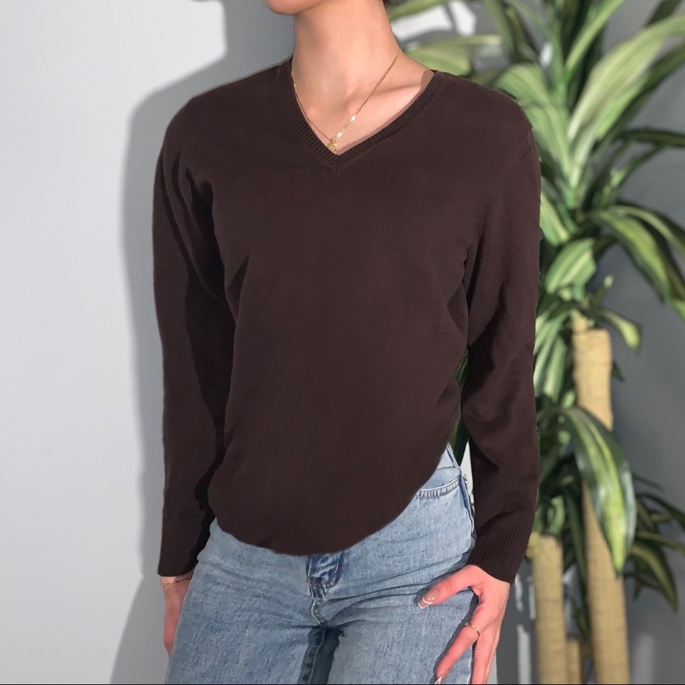 vintage brown v-neck sweater